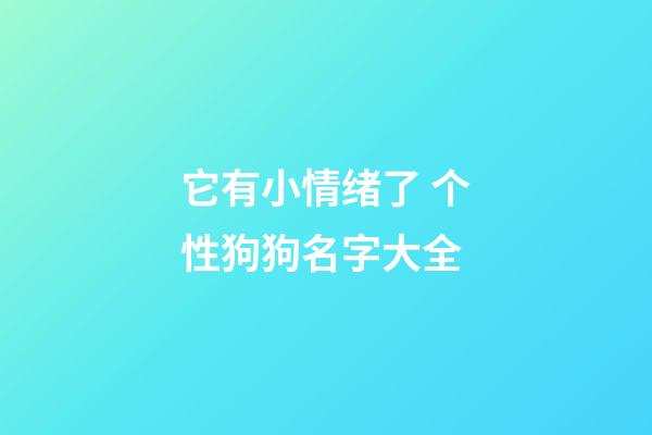 它有小情绪了 个性狗狗名字大全